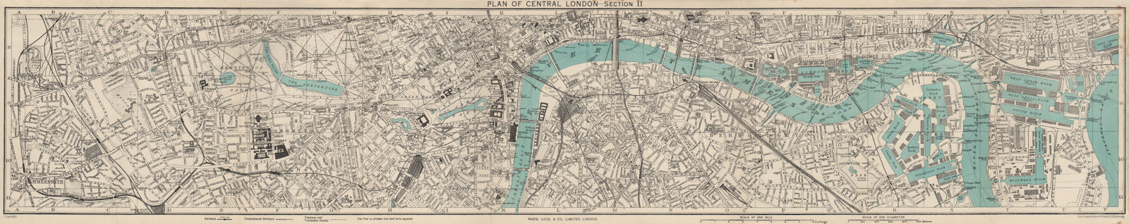 CENTRAL LONDON-SECTION II vintage town/city plan. London. WARD LOCK 1951 map